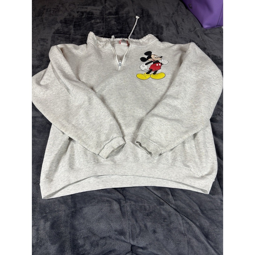 vintage mickey mouse disney Designs sweater no hood 1/4  zip Draw Strings Sz OSA